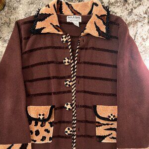VINTAGE Brown and Cheetah Print Coat